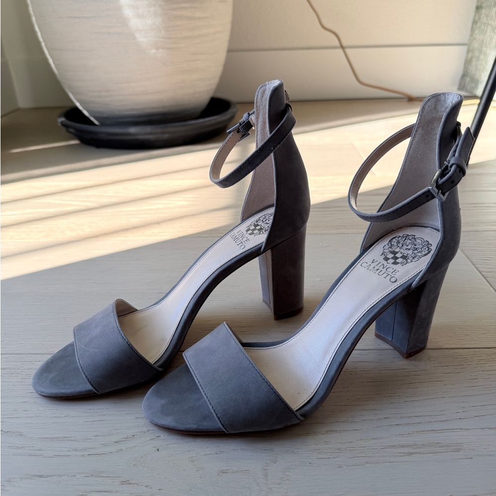 Vince Camuto Charcoal Block Heel Sandals